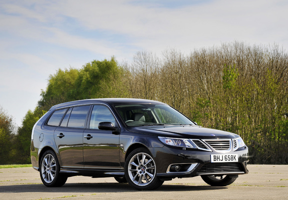 Saab 9-3 Aero SportCombi UK-spec 2008–11 wallpapers