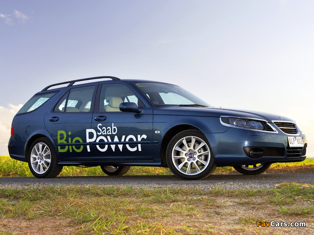 Saab 9-5 BioPower SportCombi 2008–10 wallpapers (640 x 480)