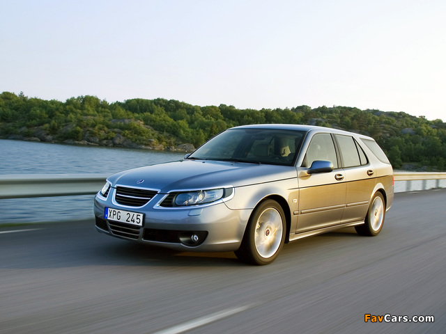 Saab 9-5 Aero SportCombi 2005–10 wallpapers (640 x 480)