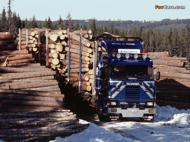 Scania 143H 500 6x2 Timber Truck 1988–95 wallpapers (640 x 480)