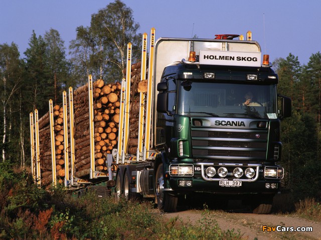 Scania R164GB 580 6x4 Timber Truck 1995–2004 images (640 x 480)