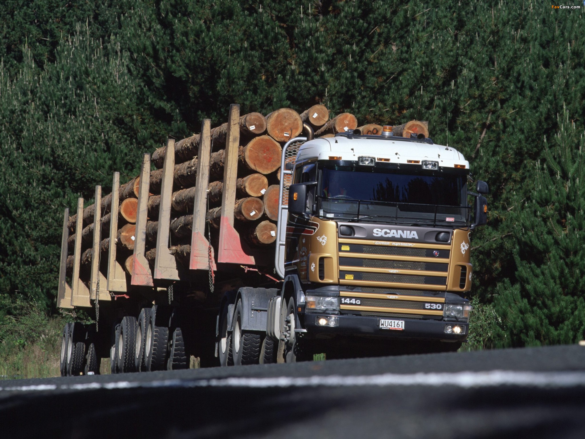 Scania R144G 530 6x4 Timber Truck NZ-spec 1995–2004 wallpapers (2048 x 1536)