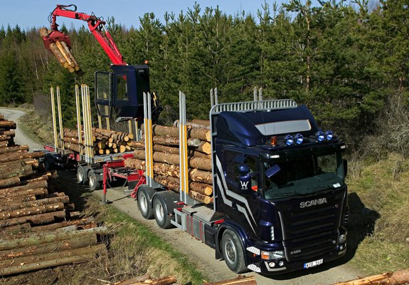 Scania R580 6x4 Timber Truck 2004–09 wallpapers