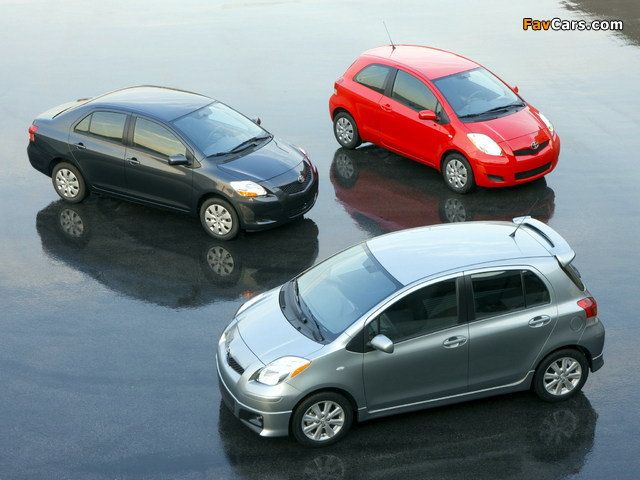 Toyota Yaris S 5-door & Yaris Sedan & Yaris 3-door US-spec 2006 wallpapers (640 x 480)